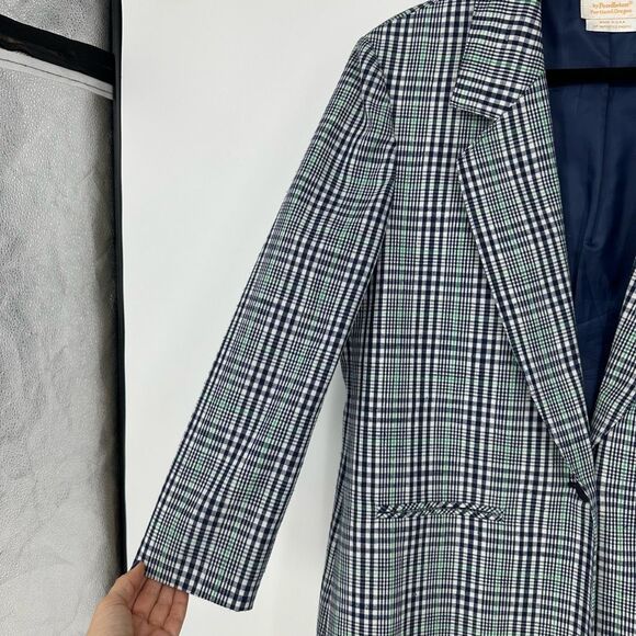 Vintage 60s Pendleton Women’s Blazer Sz 12 Silk Blend Plaid Blue White Preppy - Picture 4 of 9